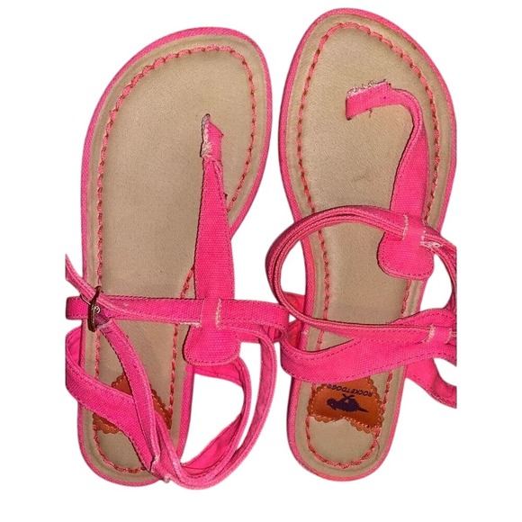 Rocket Dog Pink Canvas Thong Strap Sandals Beach Casual Flats - Picture 1 of 5
